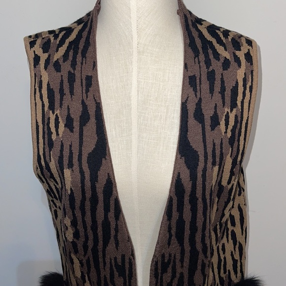 Kobi Halperin Ginnette Fur Trimmed Sweater Vest L - Picture 4 of 11